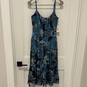 Elegant Blue Floral Dress